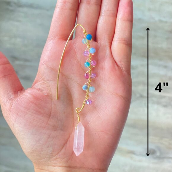 Quartz Agate Hoop Earrings - Picture 5 of 5